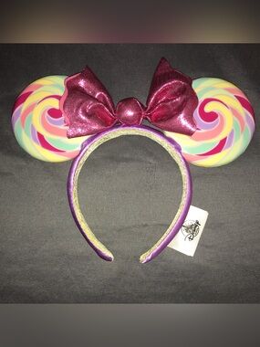 Disney Parks Minnie Mouse Lollipop Candy Swirl Ears Headband 🍭 Retired Treat Ear